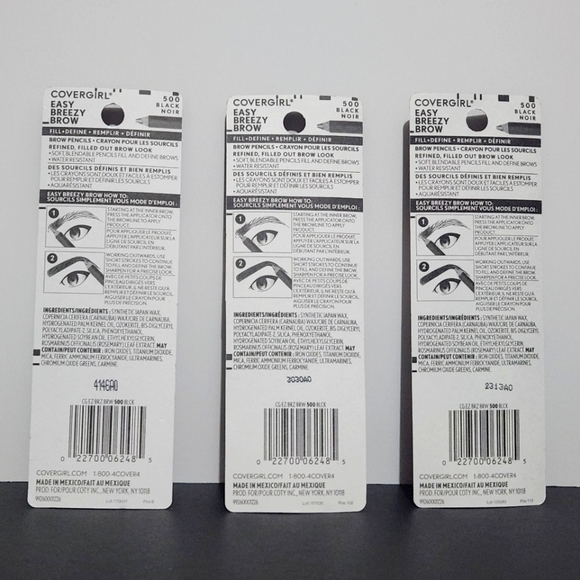 CoverGirl Eye Brow Pencil Easy Breezy Brow, Fill+Define Pencil [500] Black 3 PK - Picture 3 of 3
